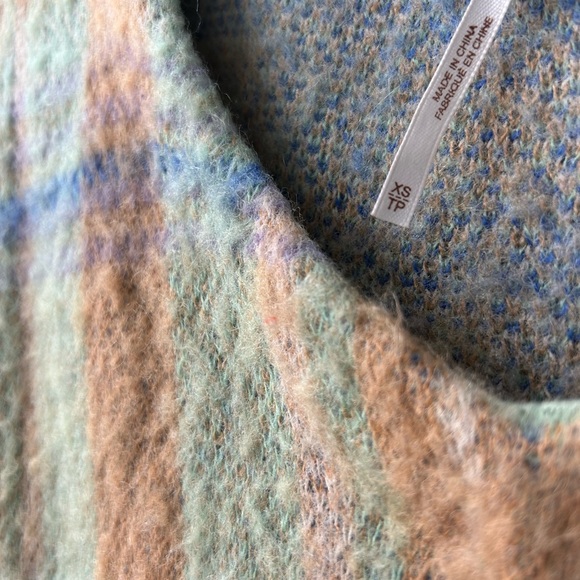 Free People Primrose plaid V neck sweater - Picture 3 of 5